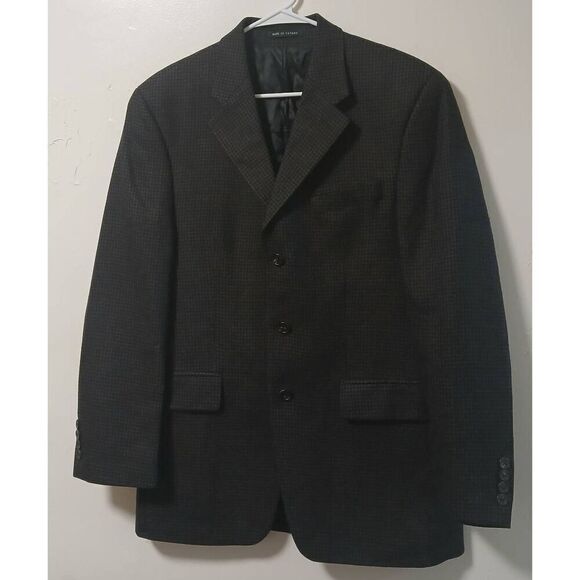 Ralph lauren ×LORD TAYLOR mens 38R HOUNDSTOOTH blazer wool black gray